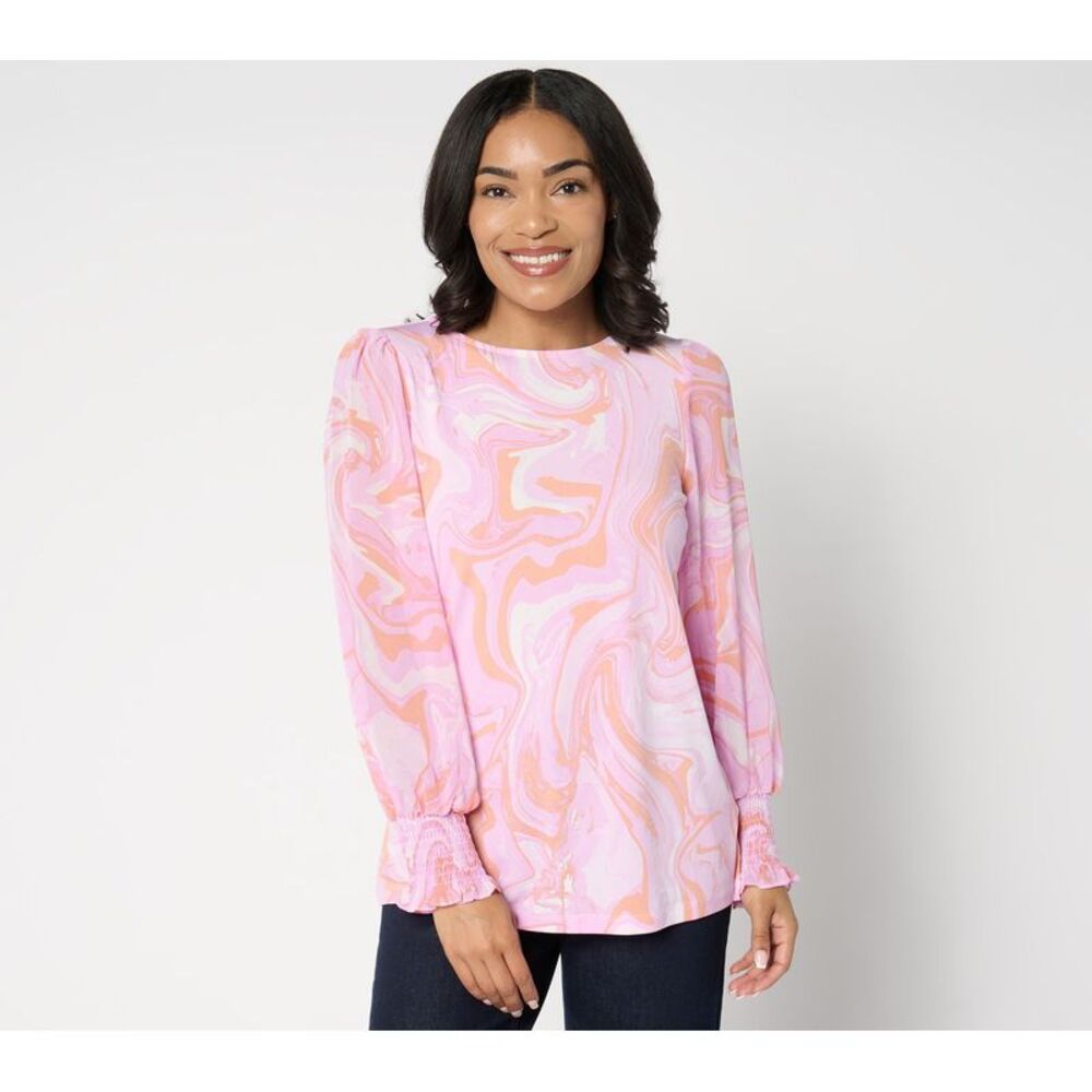 Susan Graver Women's Top Sz 2XS (XXS) Printed Liquid Knit Multi-colored A677175